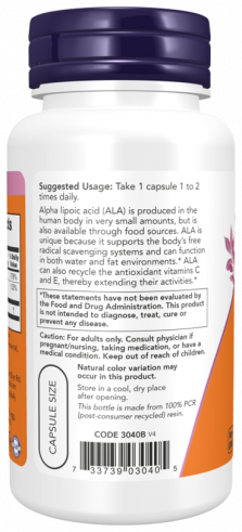 NOW Alpha Lipoic Acid 100 mg, 60 капсул