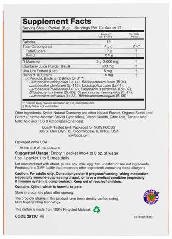 NOW Cranberry Mannose + Probiotics, 24 саше