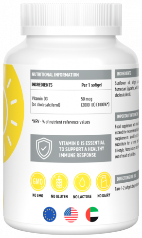 Ultrasupps Vitamin D3 2000 IU, Витамин D3 2000 МЕ, 180 капсул