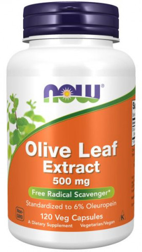 NOW Olive Leaf Extract 500 mg, Экстракт листьев оливы 500 мг, 120 капсул