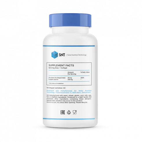 SNT Zinc Chelate, Цинк Хелат, 150 капсул