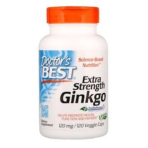 Doctor's Best Extra Strength Ginkgo, Гинкго Билоба стронг, 120 капс